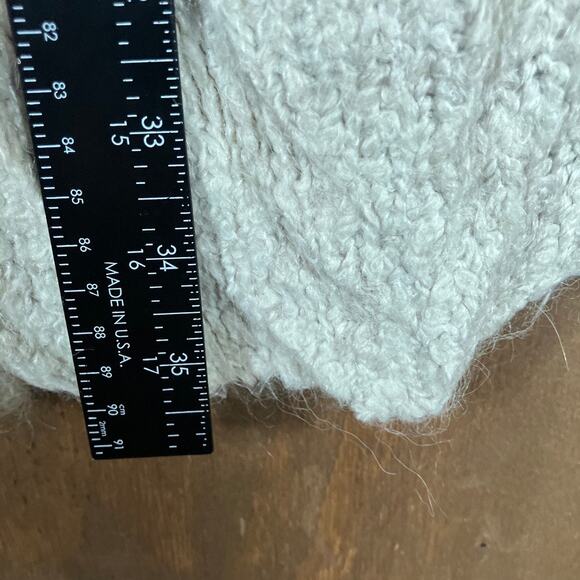 Aerie Womens Sweater Cream Cardigan Open Front Chunky Alpaca Wool Blend Medium - Picture 9 of 12